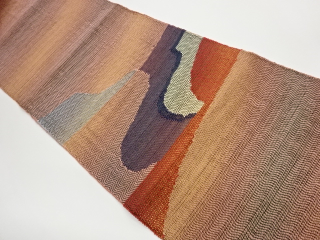 JAPANESE KIMONO / VINTAGE NAGOYA OBI / WOVEN ABSTRACT PATTERN